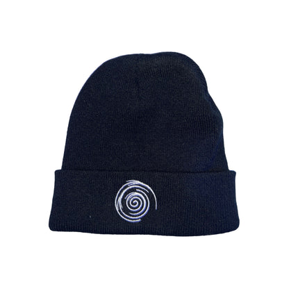 Spiral Beanie (Black w/ White Spiral)