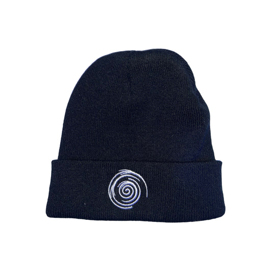 Spiral Beanie (Black w/ White Spiral)