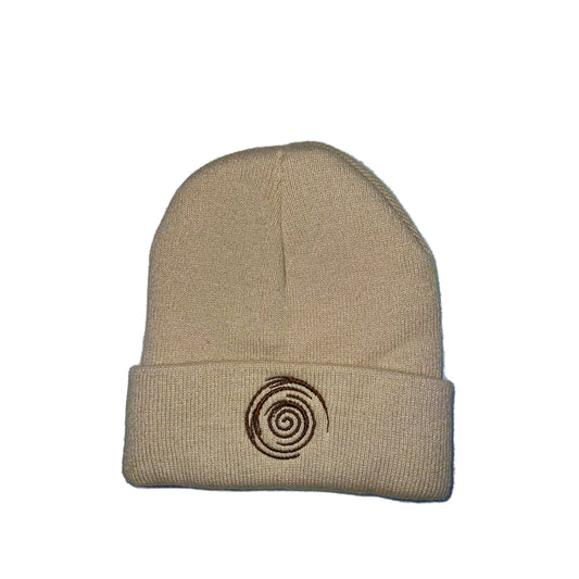 Spiral Beanie (Tan w/ Brown Logo)